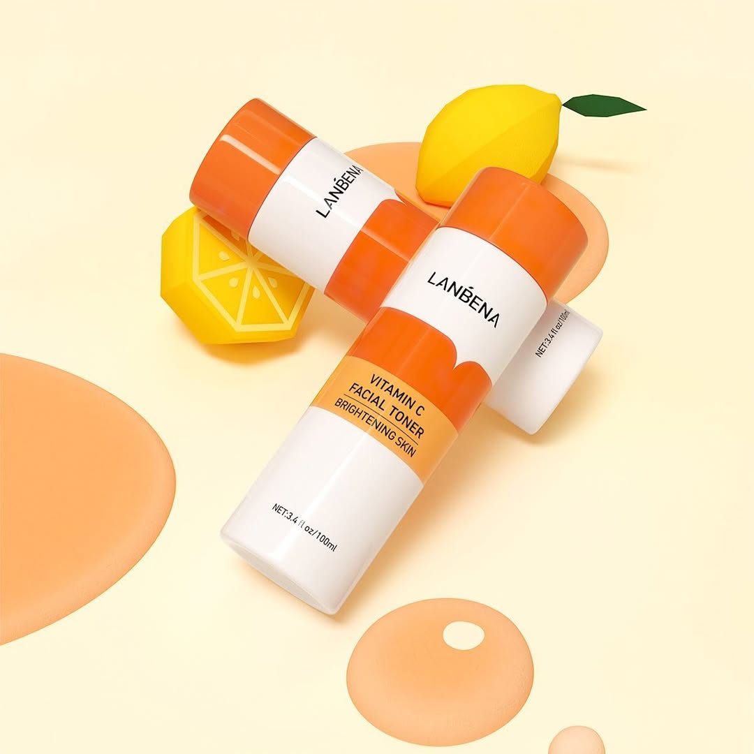 Tônico facial LANBENA: clareia, hidrata e fortalece a pele.