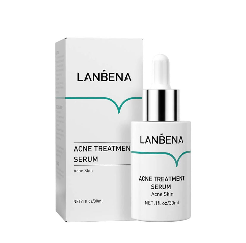 Sérum Antiacne Lanbena aplicado na pele oleosa com cravos e espinhas